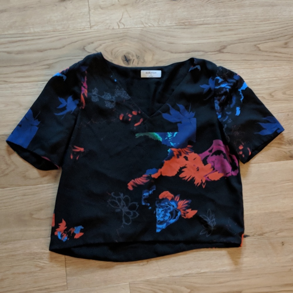Floral Black Top